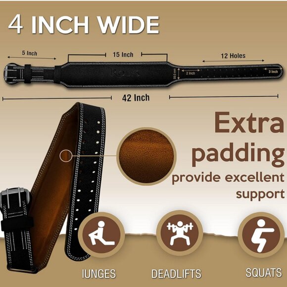 Rolfs Leather Gym Belt Fitness Weight Lifting Belt for Men & Women size Medium - Picture 3 of 7